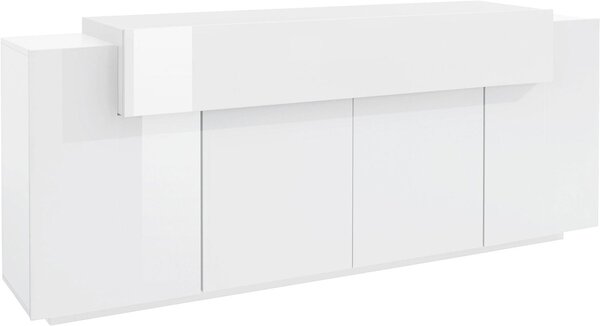 Credenza 5 Ante 200x45x86 cm Coro 4A Bianco Lucido/Bianco