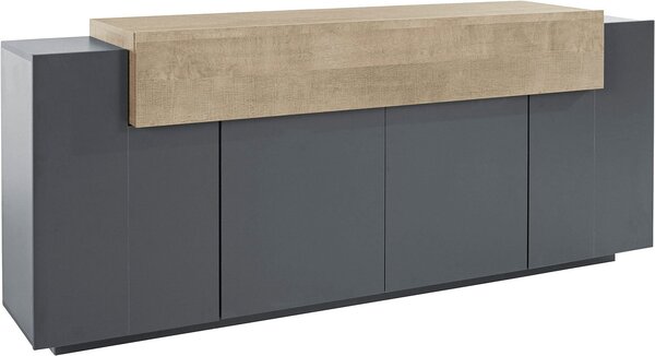 Credenza 5 Ante 200x45x86 cm Coro 4A Grigio Antracite Opaco/Rovere Wotan