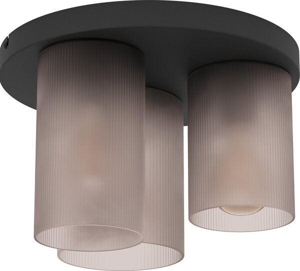 EGLO ''Colomera'' plafoniera, E27, 3 luci, acciaio/vetro, grigio opaco