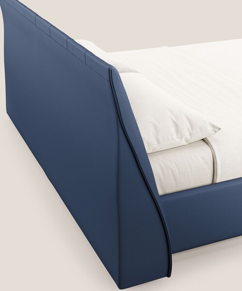 Clizia letto imbottito di design con vano contenitore in ecopelle impe