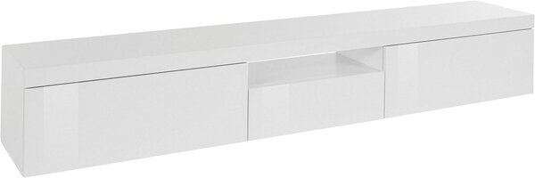 Mobile Tv 3 Ante e Ripiano a Giorno 220x40x35 cm Essential 2A 1R Bianco Lucido