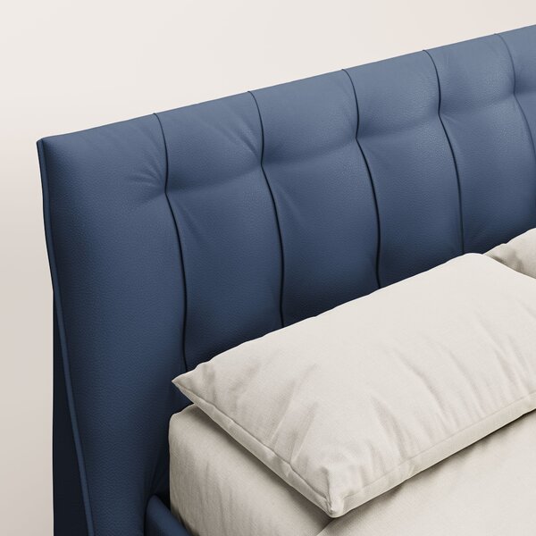 Clizia letto imbottito di design con vano contenitore in ecopelle impe