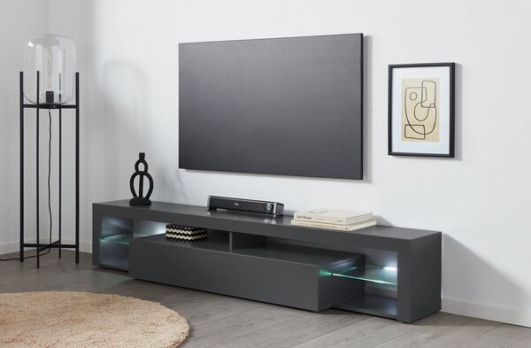 Mobile Tv 1 Anta a Ribalta e Ripiani a Giorno 200x40x35 cm Essential 1R Grigio Antracite Opaco