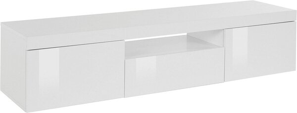 Mobile Tv 3 Ante e Ripiano a Giorno 160x40x35 cm Essential 2A 1R Bianco Lucido