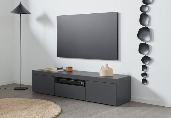 Mobile Tv 3 Ante e Ripiano a Giorno 160x40x35 cm Essential 2A 1R Grigio Antracite Opaco