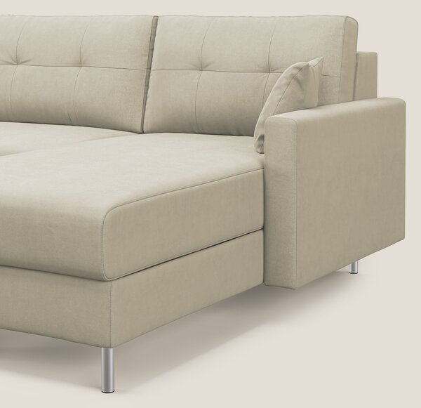 Megan divano letto angolare in microfibra smacchiabile T11 panna