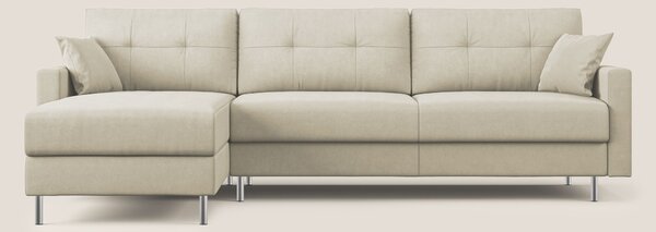 Megan divano letto angolare in microfibra smacchiabile T11 panna