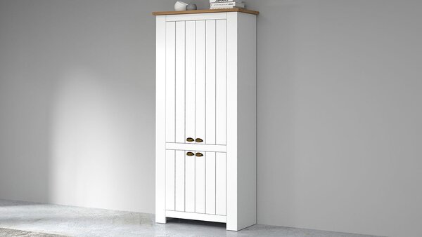 Scarpiera 4 Ante 84x42x200 cm Figo 4A Bianco Opaco/Rovere Wotan