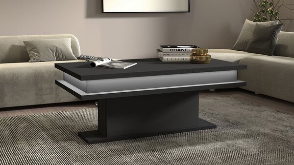Tavolino Soggiorno 100x55x42 cm Little Big con LED Grigio Antracite Opaco