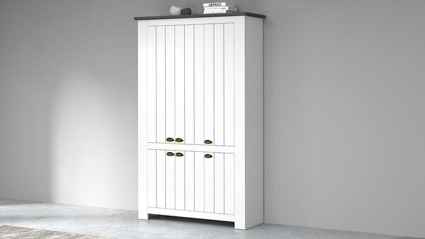 Scarpiera 6 Ante 114x42x200 cm Figo 6A Bianco Opaco/Report Grigio