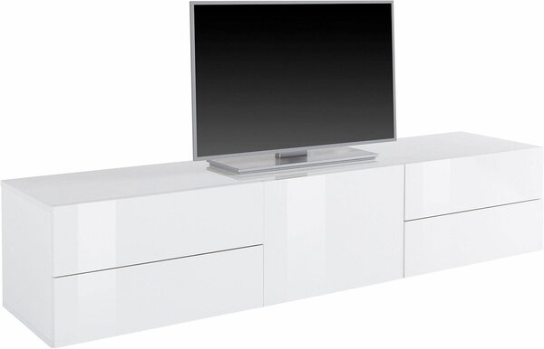 Mobile Tv 1 Anta e 4 Cassetti 170x40x35 cm Metis 1A 4C Bianco Lucido