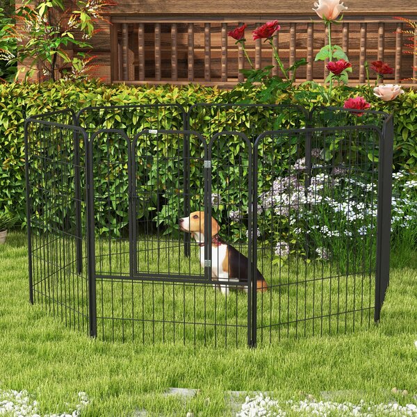 PawHut Recinto per Cani e per Cuccioli, Recinto Modulare per Cani da Interno ed Esterno in Metallo e Acciaio 8 Pannelli 79x100cm|Aosom
