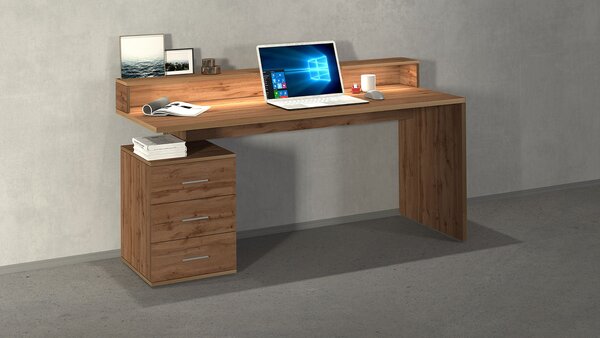 Scrivania 3 Cassetti e Ripiani a Giorno 160x60x90 cm New Selina Rovere Wotan