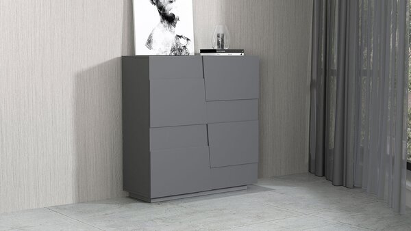 Credenza 2 Ante 120x44x126 cm Pongo 2A Grigio Antracite Opaco