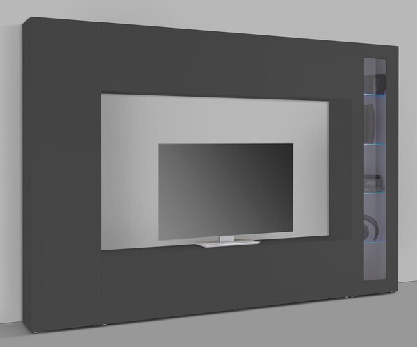 Parete Attrezzata Soggiorno 260x30x180 cm Maruska n°3 Grigio Antracite Opaco