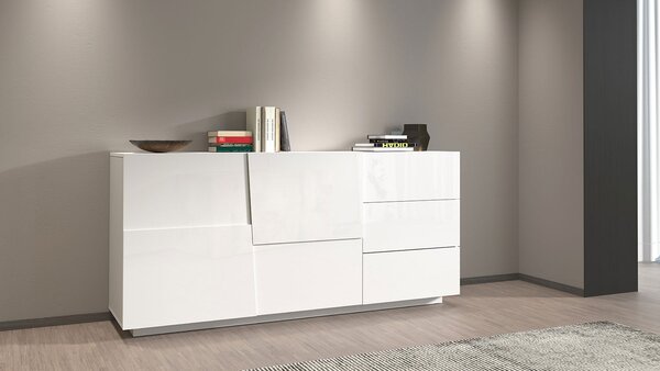 Credenza 2 Ante 180x44x86 cm Pongo 2A 3C Bianco Lucido