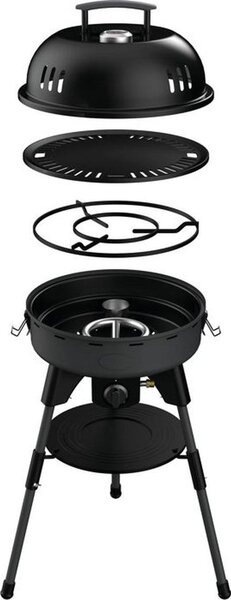 INCASA, barbecue a gas compatto da 4000 W, con accensione piezoelettrica, bruciatori in acciaio inossidabile e piastra di cottura in alluminio pressofuso, portatile, colore nero