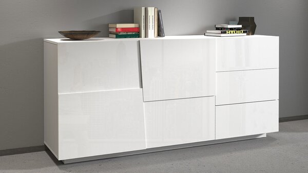 Credenza 2 Ante 180x44x86 cm Pongo 2A 3C Bianco Lucido