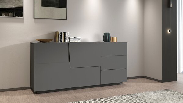 Credenza 2 Ante 180x44x86 cm Pongo 2A 3C Grigio Antracite Opaco
