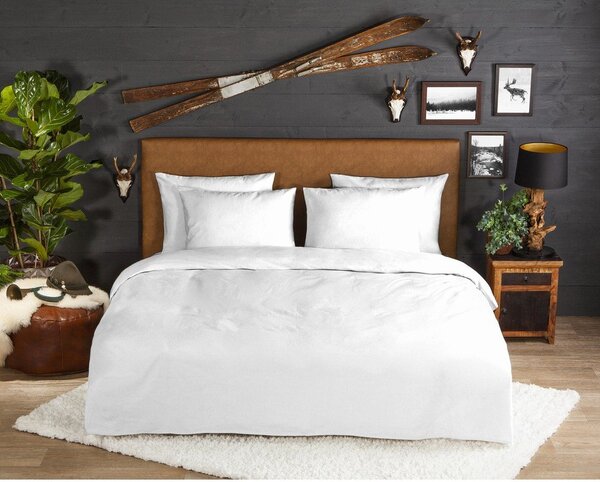 Set copripiumino e federa bianco in flanella per letto singolo 140x200 cm Uni – Good Morning