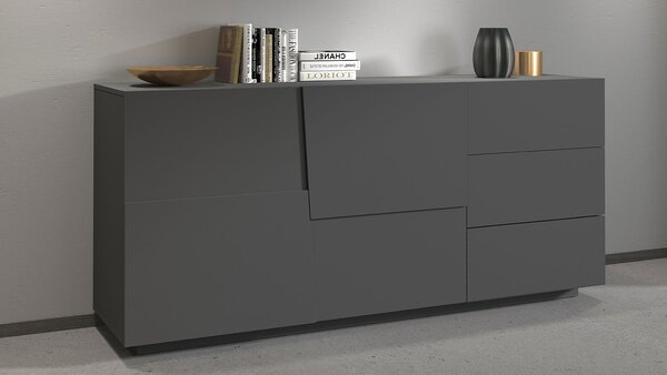 Credenza 2 Ante 180x44x86 cm Pongo 2A 3C Grigio Antracite Opaco