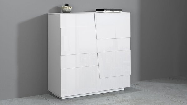 Credenza 2 Ante 120x44x126 cm Pongo 2A Bianco Lucido