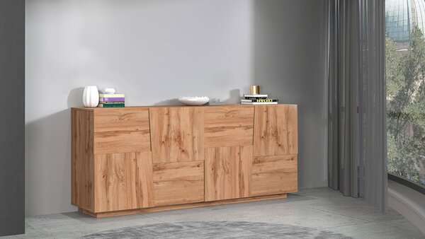 Credenza 4 Ante 200x44x86 cm Pongo 4A Rovere Wotan
