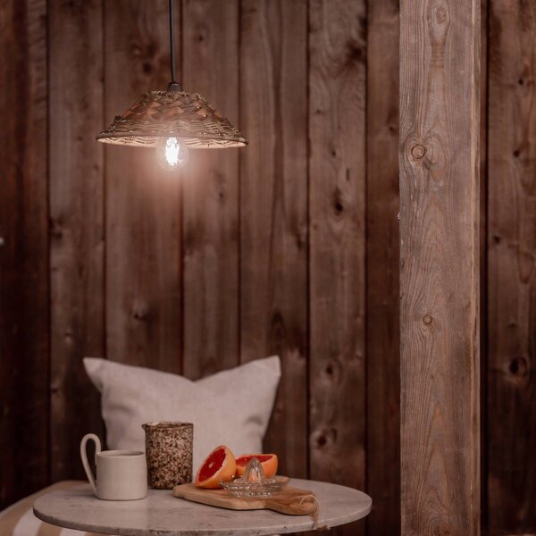 PR Home lampada a sospensione da esterno Lise, marrone, spina, Ø 27 cm