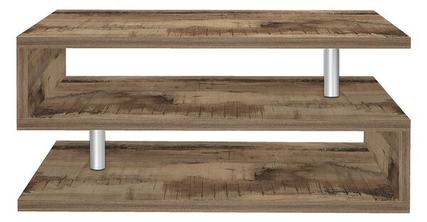 Tavolino a S con Ripiani a Giorno 90x41,5x55 cm Zeta Acero Pereira