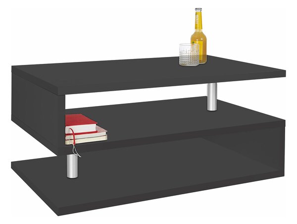 Tavolino a S con Ripiani a Giorno 90x41,5x55 cm Zeta Grigio Antracite