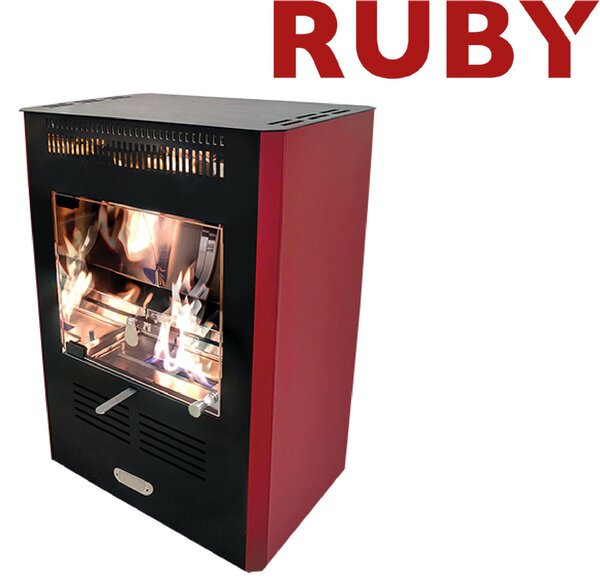 Stufa a Bioetanolo da Interno Ruby 45x31x61 cm 3000W 2L Fiamma Statica Bordeaux
