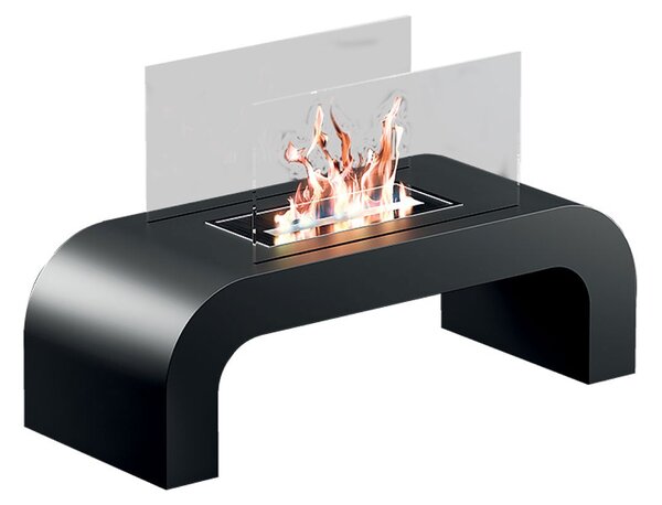 Camino a Bioetanolo da Pavimento 75,5x30x45,5 cm 2000W 1,5L Trento Nero