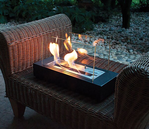 Camino a Bioetanolo da Tavolo 40x16,5x24 cm 1500W 1L Cremona Nero