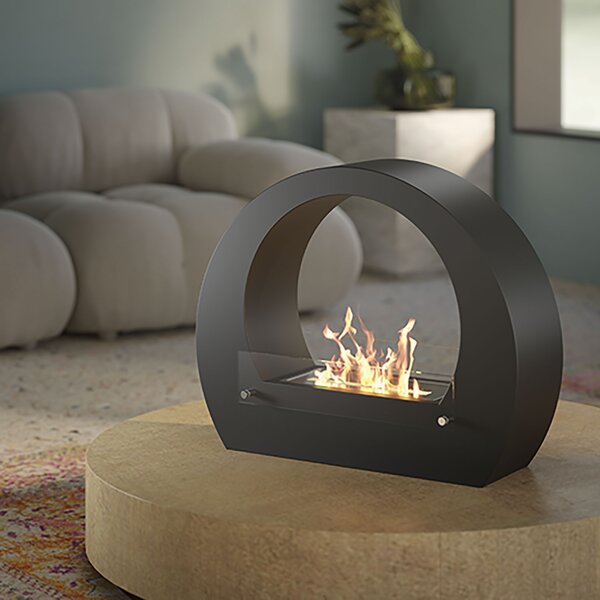 Camino a Bioetanolo da Pavimento 64x23x52 cm 2000W 1,5L Bologna Nero
