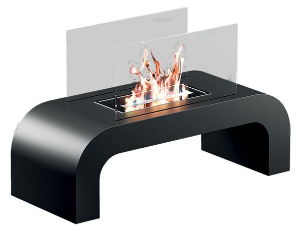 Camino a Bioetanolo da Pavimento 75,5x30x45,5 cm 2000W 1,5L Trento Nero