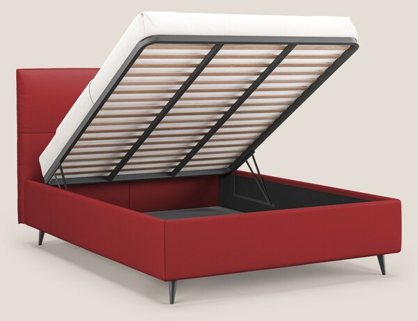 Greta letto contenitore dimensioni SLIM con testata trapuntata in ecop