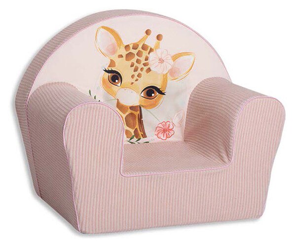 Poltroncina per Bambini 42x31x50 cm in Velluto e Cotone Giraffa Rosa