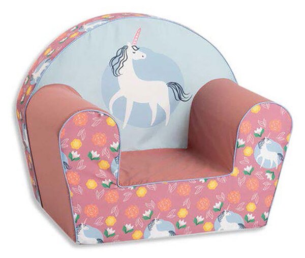 Poltroncina per Bambini 42x31x50 cm in Cotone Unicorno Rosa