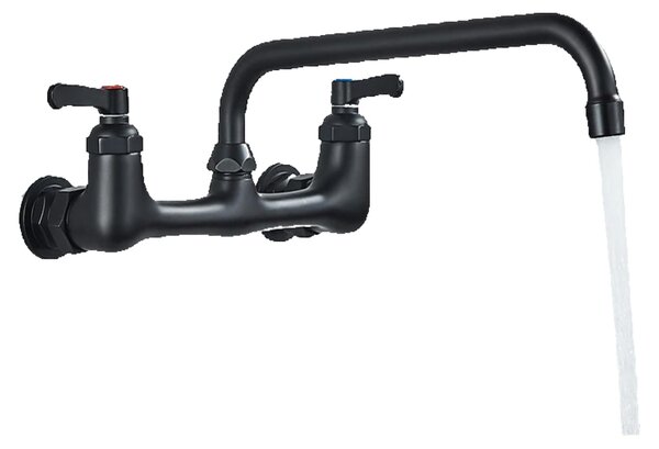 KLARWERK® ALEX | Miscelatore per uso alimentare, montaggio a parete, finitura nera | Rubinetto da cucina in acciaio inossidabile, design lungo e piatto | Rubinetto per ristorante, montaggio a parete