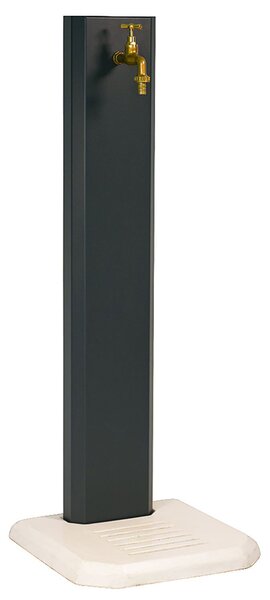 Fontana da Giardino Design a Colonna Ovale Rubinetto in Ottone con Base in Cemento Antracite