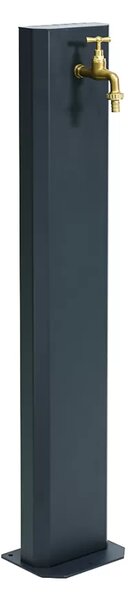 Fontana da Giardino Design a Colonna Ovale Rubinetto in Ottone Senza Base Antracite