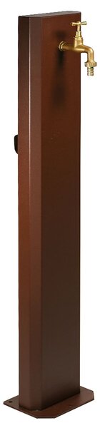 Fontana da Giardino Design a Colonna Ovale Rubinetto in Ottone Senza Base Corten