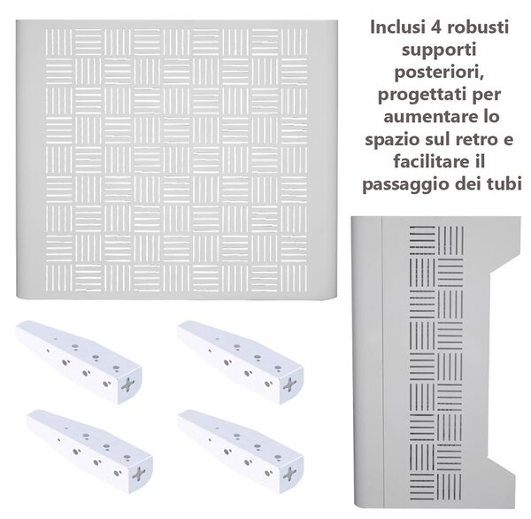 Copri Condizionatore da Esterno Small 90x46/52x70 cm in Acciaio Zincato Bianco
