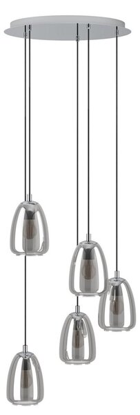 Lampadario Contemporaneo Alobrase 5 Luci Metallo Cromo
