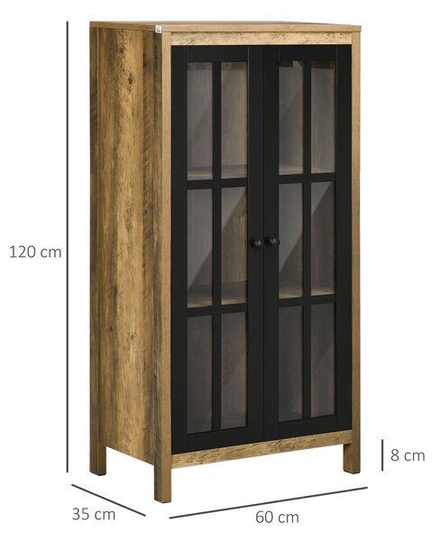 HOMCOM Credenza Moderna a 2 Ante in Vetro e legno, 60x35x120cm, Marrone|Aosom