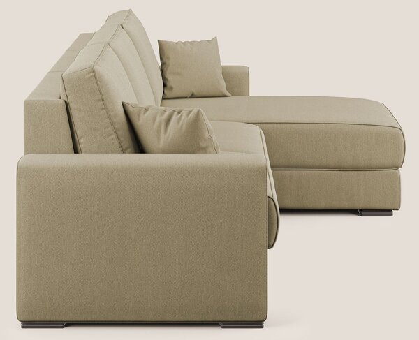 Dream Divano letto angolare in tessuto smacchiabile T05 cammello