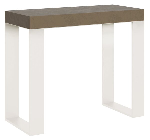 Consolle Allungabile 90-196x40x77 cm Tecno Small Tortora Telaio Bianco
