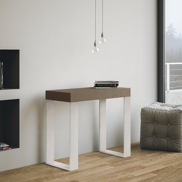 Consolle Allungabile 90-196x40x77 cm Tecno Small Tortora Telaio Bianco
