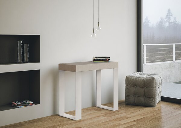 Consolle Allungabile 90-196x40x77 cm Tecno Small Cashmere Telaio Bianco