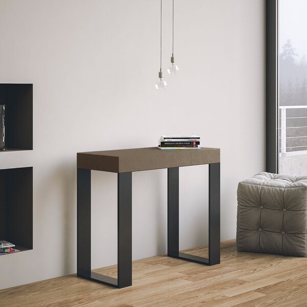 Consolle Allungabile 90-196x40x77 cm Tecno Small Tortora Telaio Antracite